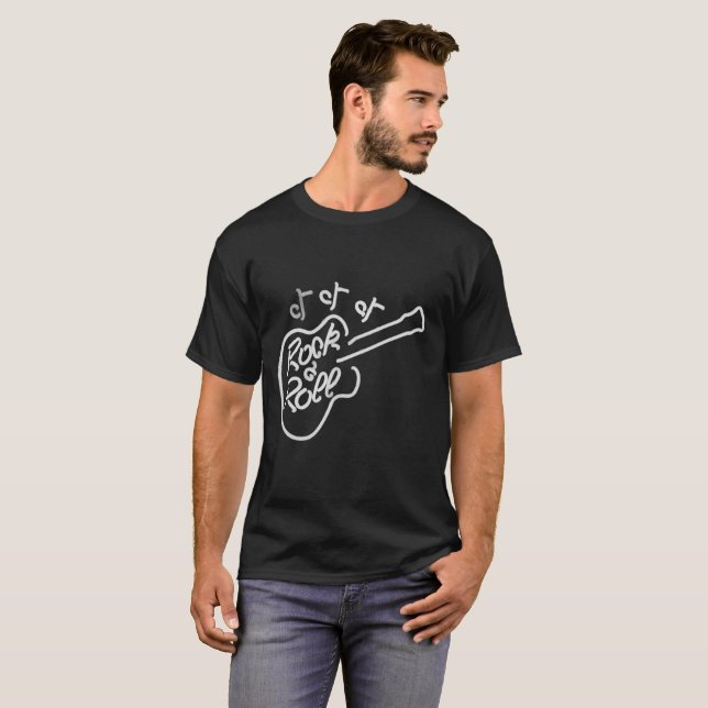 Rock N Roll Guitar T Shirt (Hel framsida)