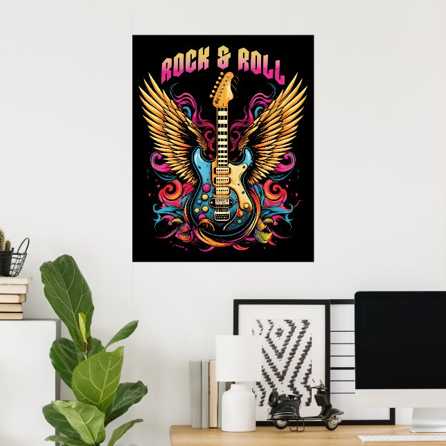 Rock n Roll Guitar vingar Poster (Hemmakontoret)