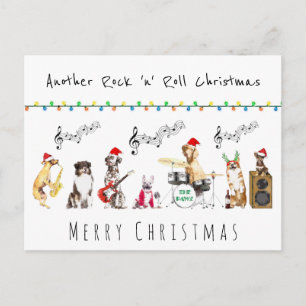 Rock n roll gullig hund band god jul vykort