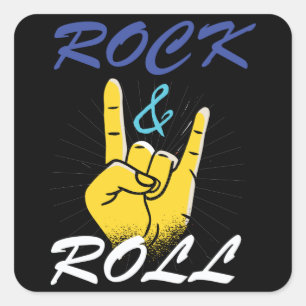 Rock N Roll Hand-tecken Fyrkantigt Klistermärke