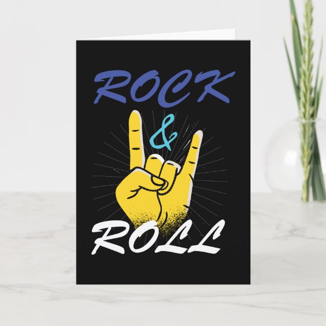 Rock N Roll Hand-tecken Kort (Framsida)