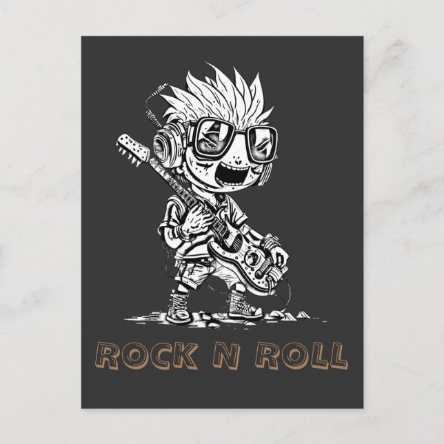 ROCK N ROLL - KREATIV VYKORT (Framsida)