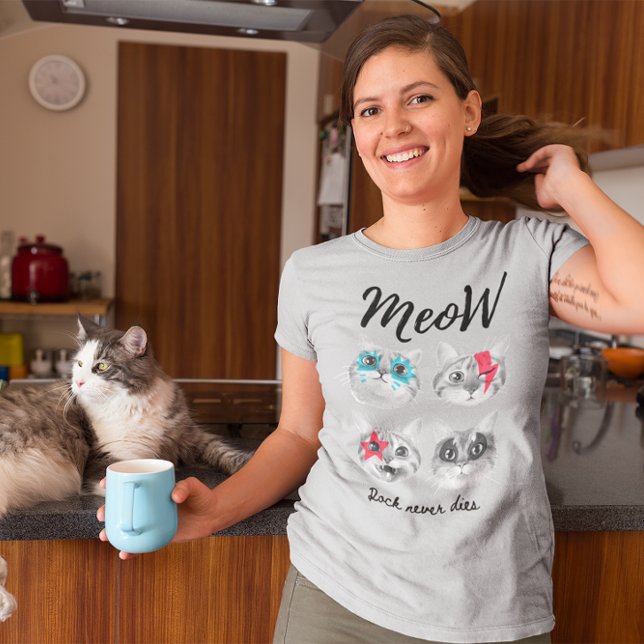 Rock n Roll Meow Cats Rock T Shirt (Skapare uppladdad)