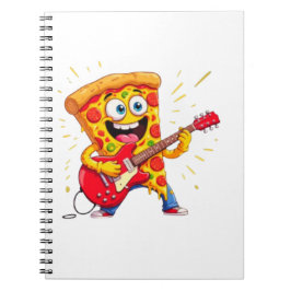 **Rock ’n’ Roll Pizza – Funny Guitar-Playing Slice Anteckningsbok
