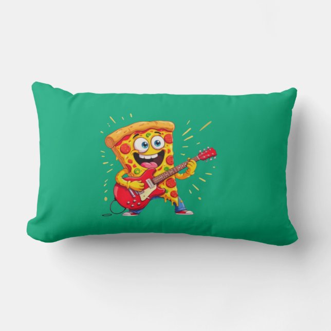 **Rock ’n’ Roll Pizza – Rolig Pizzaskiva som spela Lumbarkudde (Framsida)