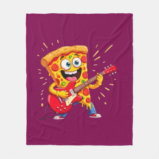 **Rock ’n’ Roll Pizza – Rolig Pizzaslice som spela Fleecefilt (Framsidan)
