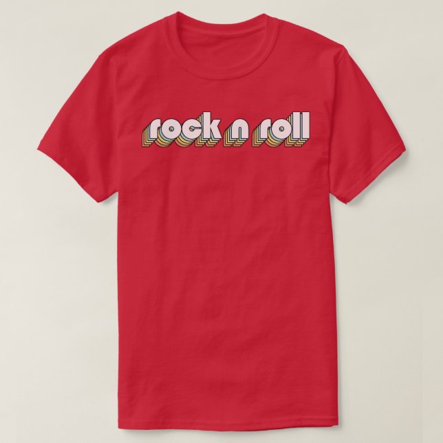 Rock n Roll Retro Rainbow Typography Faded Stil T Shirt (Design framsida)