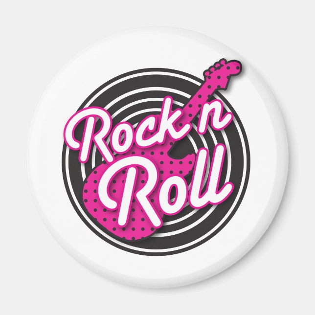 Rock N Roll rockabilly Record Design Magnet (Framsidan)
