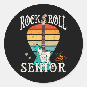Rock N Roll Senior 25 Vintagar Coola Student 2025 Runt Klistermärke