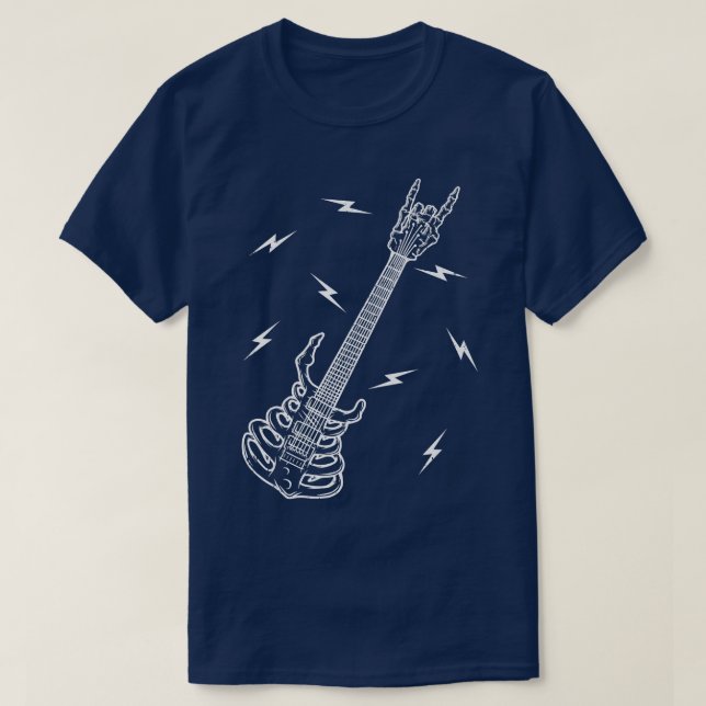Rock n Roll Skeleton Guitar Music Lover Halloween1 T Shirt (Design framsida)