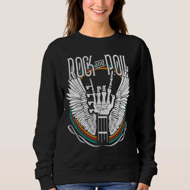 Rock N Roll Skeleton Guitar Rock musik-konsert T Shirt (Framsida)