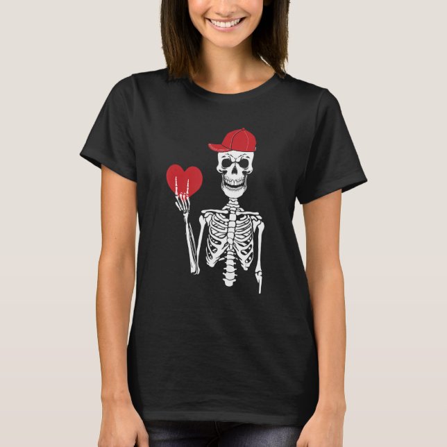 Rock N Roll Skeleton Hands Heart Valentines Day Sk T Shirt (Framsida)