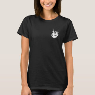 rock n roll skelett handskylt minimalist halloween t shirt
