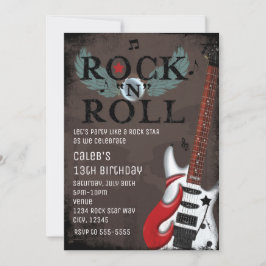 Rock N Roll-stjärna Grunge-födelsedagsinbjudningar Inbjudningar