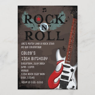 Rock N Roll-stjärna Grunge-födelsedagsinbjudningar Inbjudningar