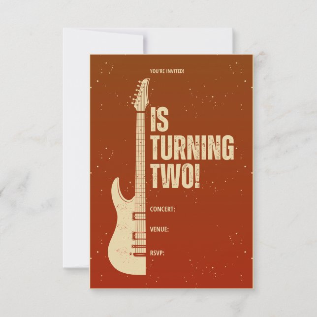 Rock-n-Roll Two Birthday Invite Inbjudningar (Framsida)