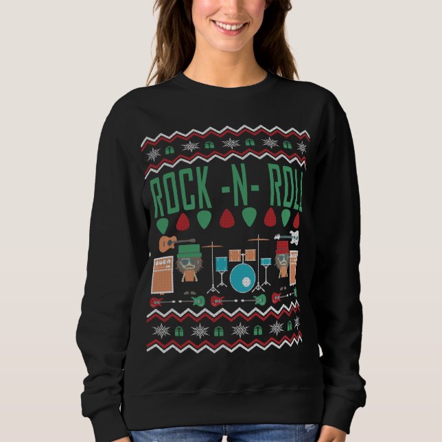Rock n Roll Ugly jul Sweater T Shirt (Framsida)