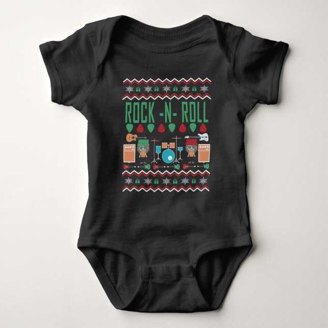 Rock n Roll Ugly jul Sweater T Shirt (Framsida)