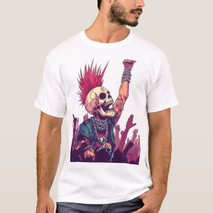 Rock N� Skull � Roligt Punk Skelett Konsert T Shirt