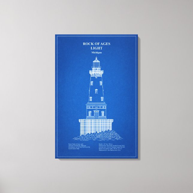 Rock of Ages Lighthouse - Michigan – AD Canvastryck (Framsida)