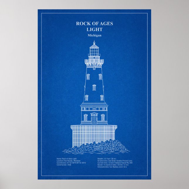 Rock of Ages Lighthouse - Michigan – AD Poster (Framsidan)