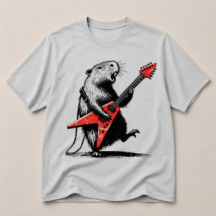 Rock On Capybara som sliter på Elgitarr T Shirt
