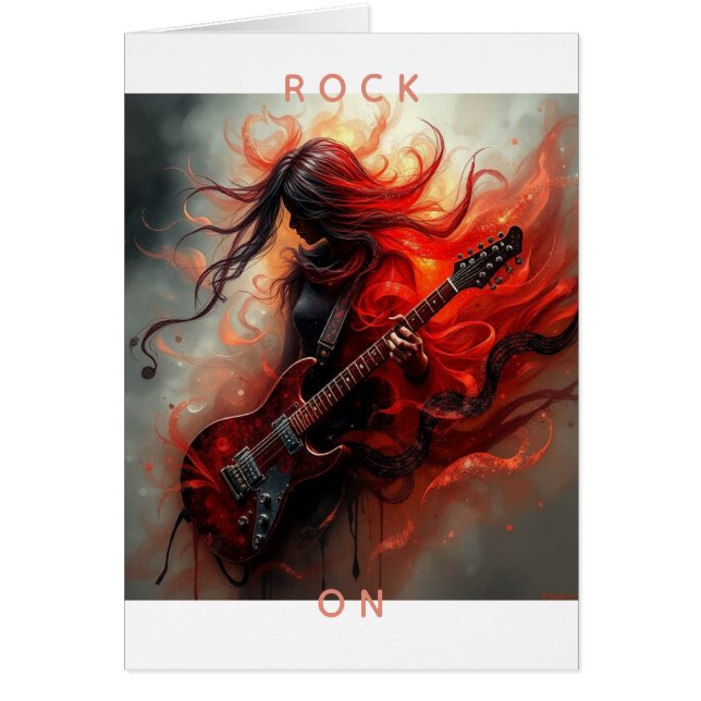 Rock On Fantasy AI Digital konsttryck - Anpassad Hälsningskort (Framsidan)
