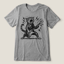 Rock On Heavy Metal Gitarr Katt T Shirt