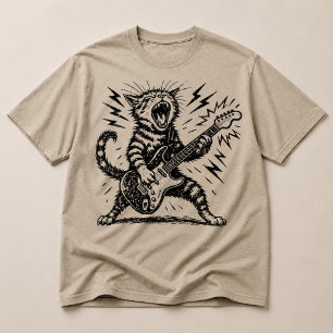 Rock On Heavy Metal Gitarr Katt T Shirt