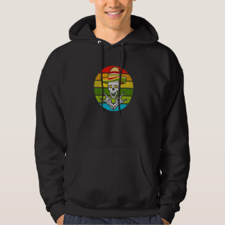 Rock On Mexican Skeleton Sombrero Dia De Los Muert Hoodie