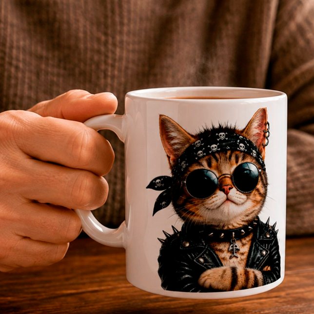 Rock On! – Personalized Rock Cat Kaffemugg (Skapare uppladdad)