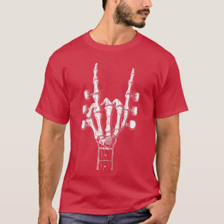 Rock On Skelett Hand Guitar Rock Roll Män Kvinnor T Shirt