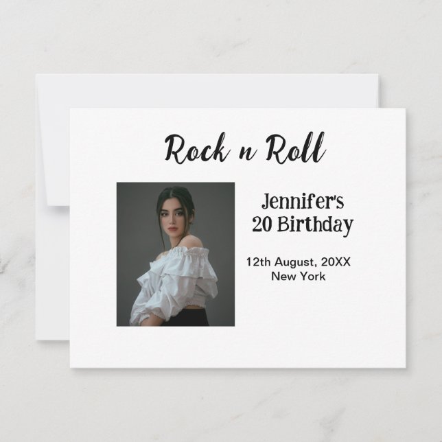Rock på 20-årsdag för elegant av foto anteckningskort (Framsida)