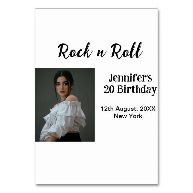 Rock på 20-årsdag för elegant av foto bordsnummer (Framsidan)