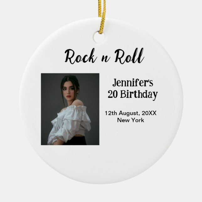 Rock på 20-årsdag för elegant av foto julgransprydnad keramik (Framsidan)