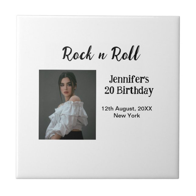 Rock på 20-årsdag för elegant av foto kakelplatta (Framsidan)