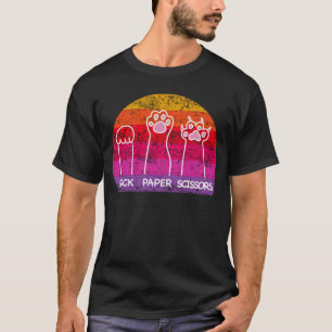 Rock Paper Scissor Cat Retro T Shirt