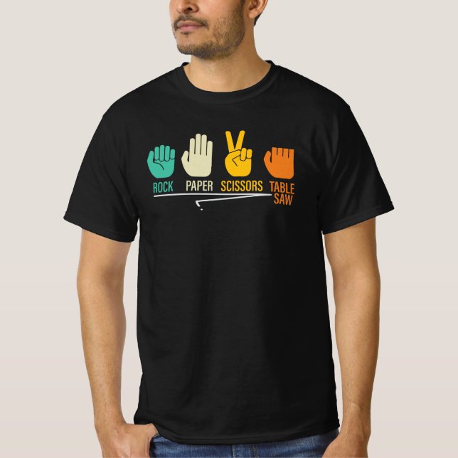 Rock Paper Scissors Bordskärs Sågvarvs Citat T Shirt (Framsida)