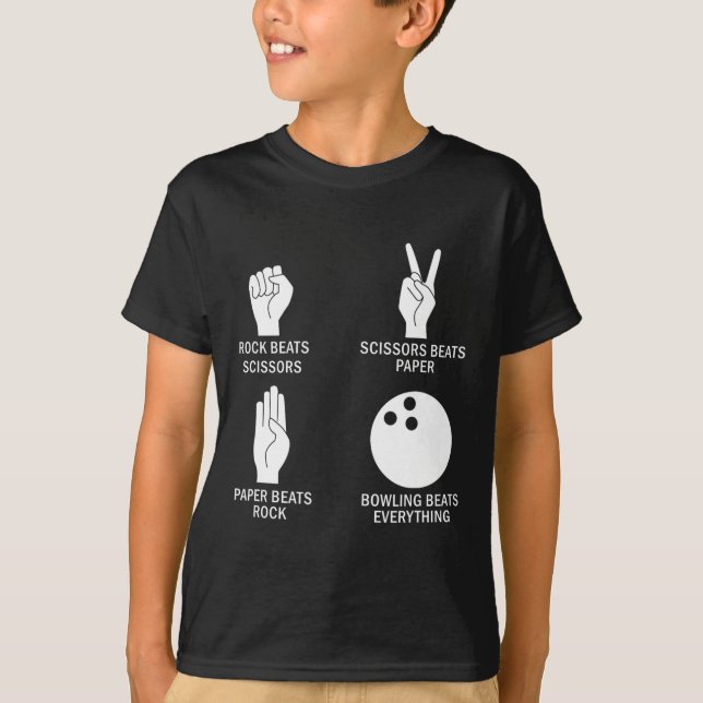 Rock Paper Scissors Bowling Beats Everything Bowle T Shirt (Framsida)