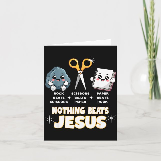 Rock Paper Scissors But Nothing Beats Jesus Funny  Kort (Framsida)