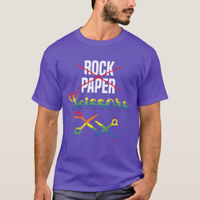 Rock Paper Scissors Funee Homoseual friend T Shirt (Framsida)