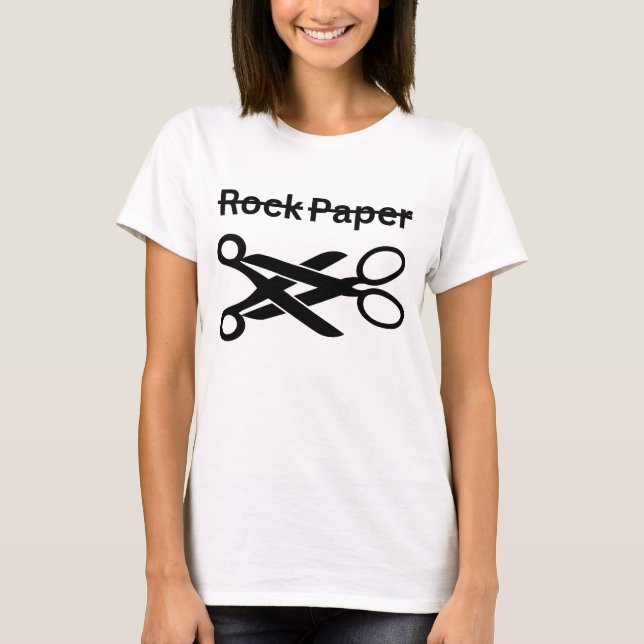 Rock Paper Scissors Funny Lesbian Theme T Shirt (Framsida)