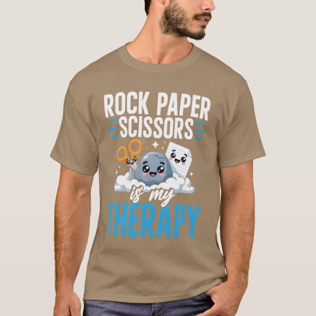 Rock Paper Scissors Game Fan present T Shirt (Framsida)