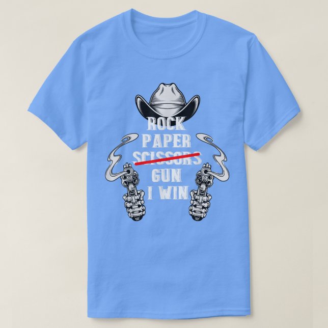 Rock Paper Scissors Gun I Win  T Shirt (Design framsida)