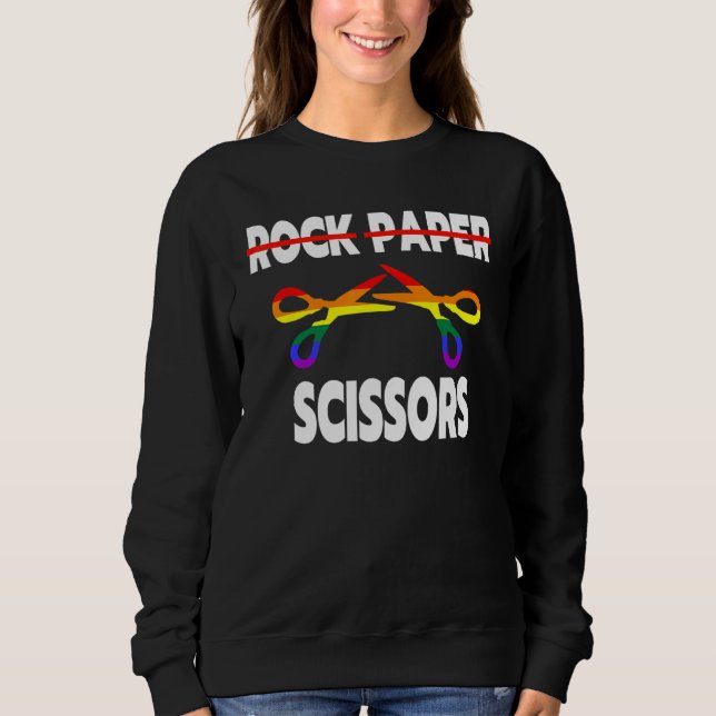 Rock Paper Scissors Lesbisk Stolthet Regnbåge HBTQ T Shirt (Framsida)