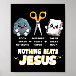 Rock Paper Scissors Men Ingenting Slår Jesus Rolig Poster