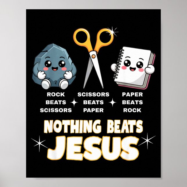 Rock Paper Scissors Men Ingenting Slår Jesus Rolig Poster (Framsidan)