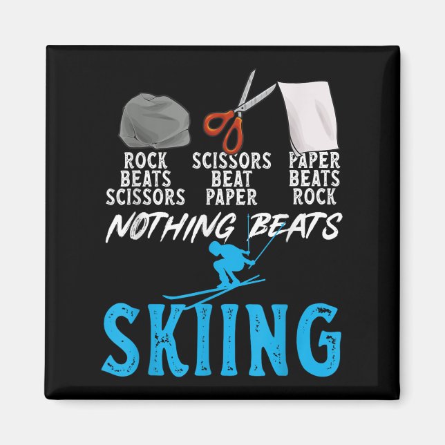 Rock Paper Scissors Nothing Beats Skiing _1  Magnet (Framsidan)