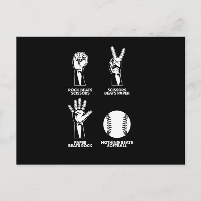 Rock Paper Scissors Softball Pitcher Catcher Gift Vykort (Framsida)