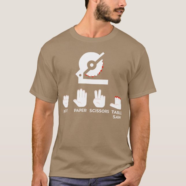 Rock Paper Scissorsable Såg Carpenter Olycka fri T Shirt (Framsida)